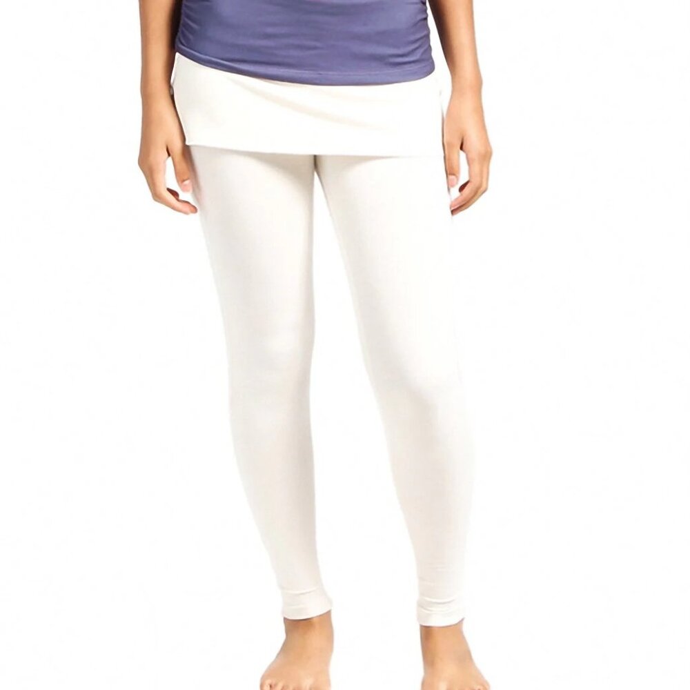 prAna Sartori yoga skirted fitted leggings pants-off white/cream-extra small XS - Picture 2 of 14